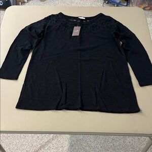 J. Jill Black Women's Blouse with Lace Accents NWT Size SP